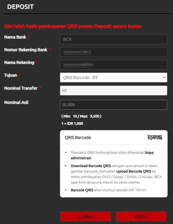 qris form deposit